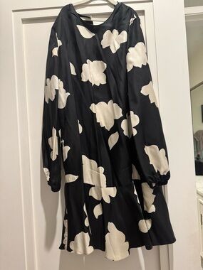 Theory Black Dress with White Floral Motif